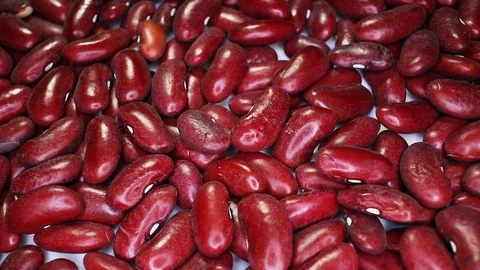 Red beans bean closeup texture rotating video background Stock Footage 113144182
