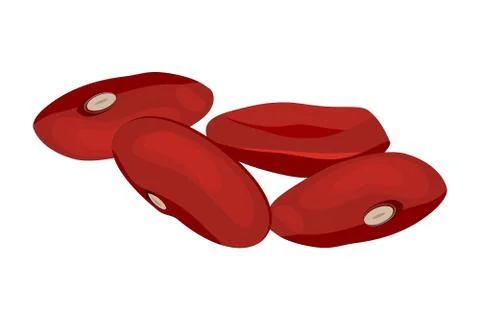 Red beans isolated on white background. Set of brown kidney beans. Stock Illustration