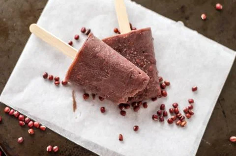 Red beans popsicle top view Stock Photos