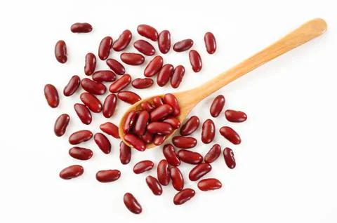 Red beans in small spoon Stock Photos