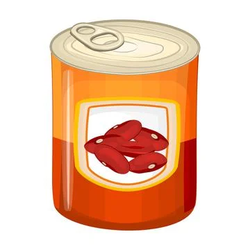 Red beans tin can isolated on white background. Canned brown haricot. Stock Illustration