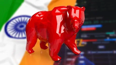 The Red Bear and India flag for Business concept 3d rendering Illustrazione stock