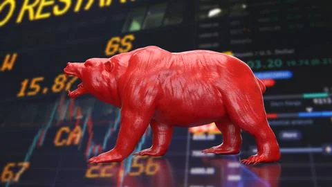 Red Bear Market Warning On Digital Trading Screen 3d render. イラスト素材