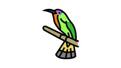 Red bearded bee eater bird exotic color icon animation Stock Footage 224993787
