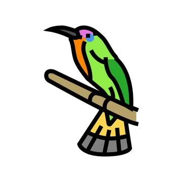 Red bearded bee eater bird exotic color icon vector illustration Illustrazione stock