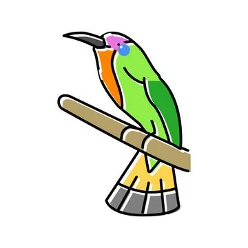 Red bearded bee eater bird exotic color icon vector illustration Illustrazione stock