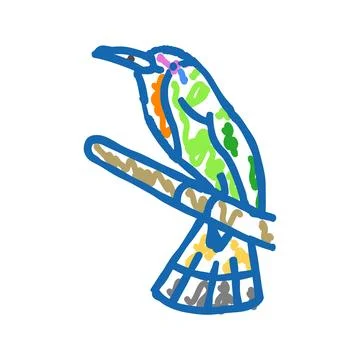 Red bearded bee eater bird exotic icon doodle illustration イラスト素材