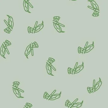 Red bearded bee eater bird exotic line seamless pattern Illustrazione stock