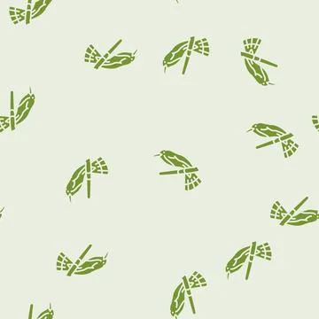 Red bearded bee eater bird exotic glyph seamless pattern Stock Illustration