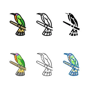 Red bearded bee edition eater bird exotic color icon vector Stockillustratie
