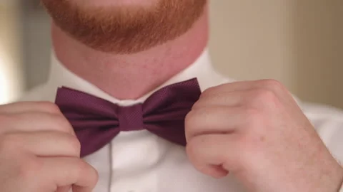 A red-bearded man corrects a butterfly Stock Footage 168008483