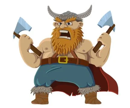 Red-bearded viking screams Stock Illustration
