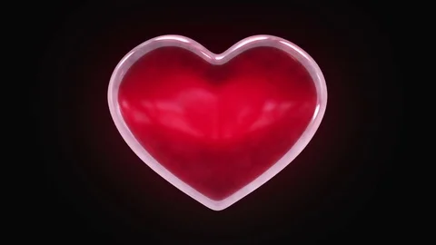 Red beating heart filled with unknown substance. (loop ready) Stock Footage 75382997