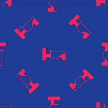 Red Bed icon isolated seamless pattern on blue background. Vector Illustrazione stock