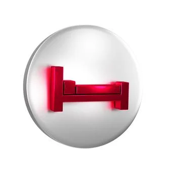 Red Bed icon isolated on transparent background. Silver circle button. Stock Illustration