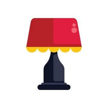 Red bedside lamp standing on the floor with the light turned off Stock Illustration
