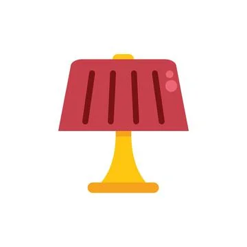 Red bedside lamp standing on night table Stock Illustration
