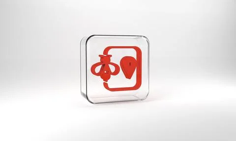 Red Bee location map pin pointer icon isolated on grey background. Farm animal Illustrazione stock