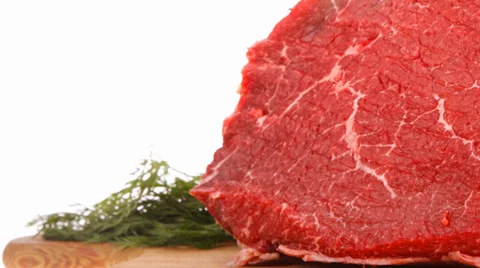Red beef meat on wood Vídeos de archivo 37656662