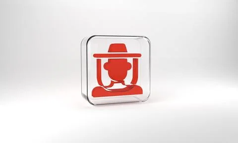 Red Beekeeper with protect hat icon isolated on grey background. Special Illustrazione stock