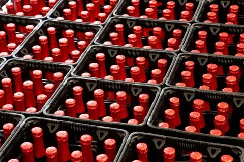 Red Beer Bottles Stock Photos