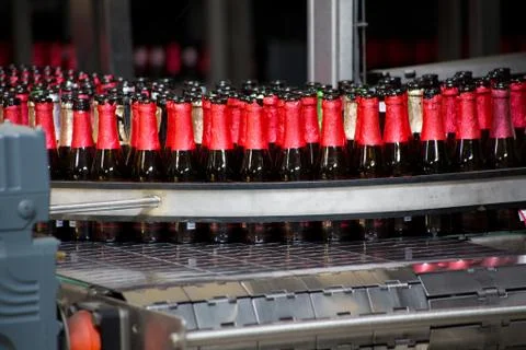 Red Beer Bottles Stock Photos