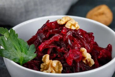 Red Beet Salad with Walnut Stock Photos