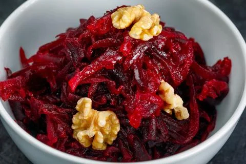 Red Beet Salad with Walnut Stock Photos