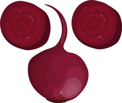 Red beet, single and half. Vector illustration. Stock Illustration
