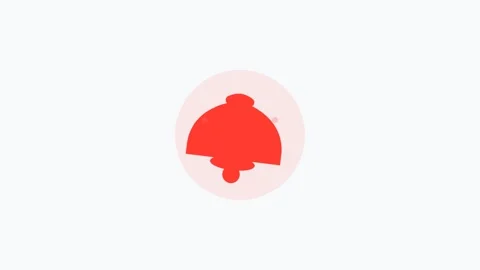 Red bell notification icon flat design icon for alert reminder. Clean minimal 스톡 동영상 342622779