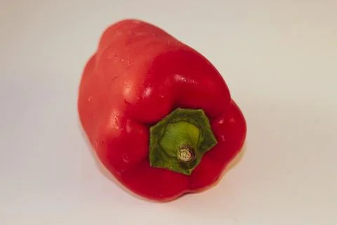 Red bell pepper, also known as Capsicum annuum L. Isolated image on a white b Stock Photos