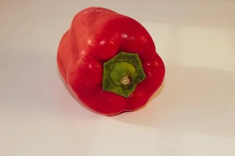 Red bell pepper, also known as Capsicum annuum L. Isolated image on a white b Stock Photos