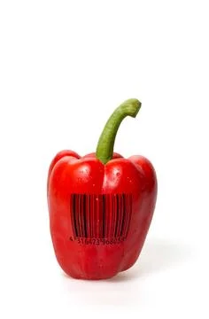 Red bell pepper with barcode red bell pepper with barcode Copyright: xZoon... Stock-Fotos