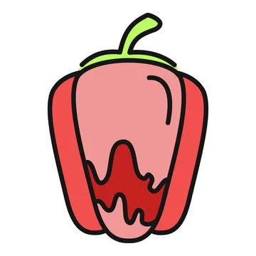 Red bell pepper cooking ingredient flat design icon Stock Illustration