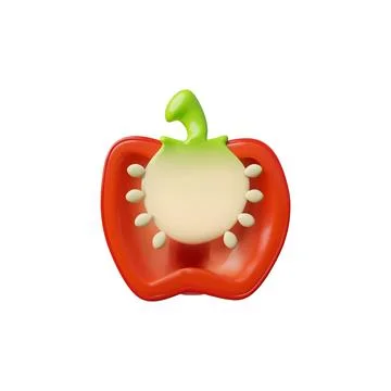 Red bell pepper cut in half 3D vector icon, glossy ripe vegetable, salad Stock Illustration