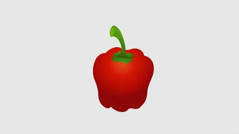 A red bell pepper with a green stem icon concept loop animation video with .. Stock Footage 266093896