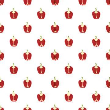Red bell pepper halves seamless pattern background Stock Illustration