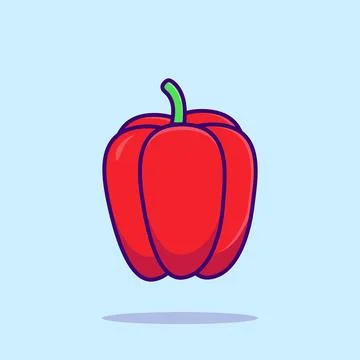 Red bell pepper illustrations red capsicum cartoon spicy isolated Stock Illustration