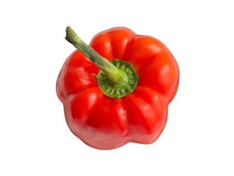 Red bell pepper isolated on white top view Stock Photos