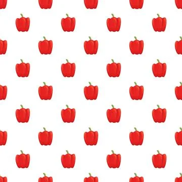Red bell pepper seamless pattern on white background Stock Illustration