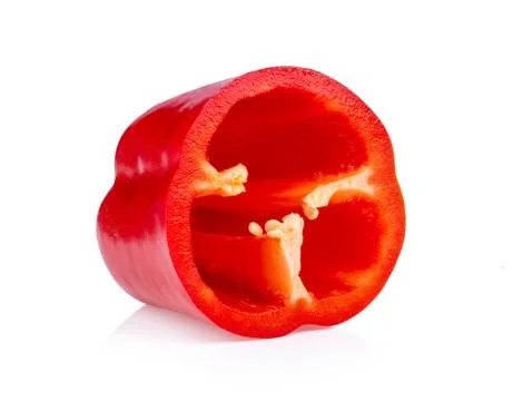 Red bell pepper slice isolated on white background Stock Photos