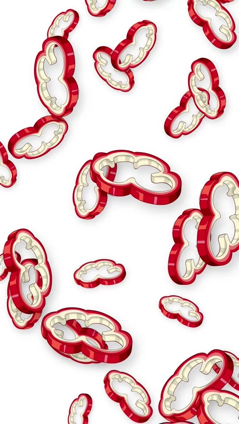 Red Bell Pepper Slices Falling on White Background Vertical Animation Stock Footage 342314846