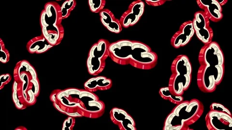 Red Bell Pepper Slices Falling Against a Solid Black Background Stock Footage 343819384