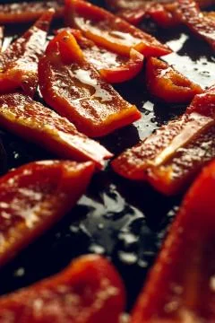 Red Bell Pepper slices Stock Photos