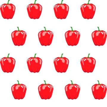 Red bell pepper stock vector seamless pattern on white background Stock-Illustration