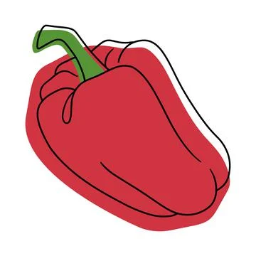 Red bell pepper vector. Stylized vegetable vector. Stock Illustration