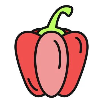 Red bell pepper vegetable fresh food outline icon Stock Illustration