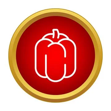 Red bell pepper vegetable icon with golden border Stock Illustration