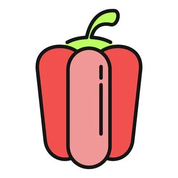 Red bell pepper vegetable producing healthy organic food Stockillustratie