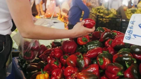 Red bell peppers background, bunch of red bell peppers Stock Footage 198727356